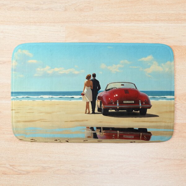 Item preview, Vintage Porsche 356 Speedster with coupe at the beach illustration designed and sold by blackdogshop.
