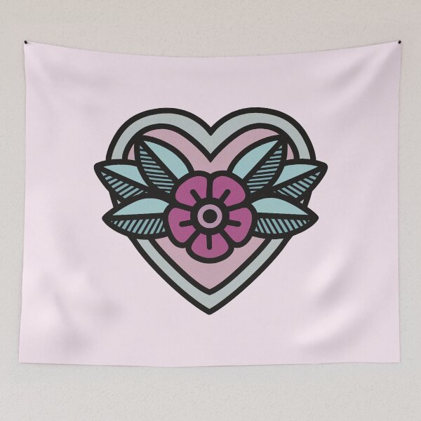 Item preview, Bubblegum Americana Tattoo Flower Heart designed and sold by Skull Fern.