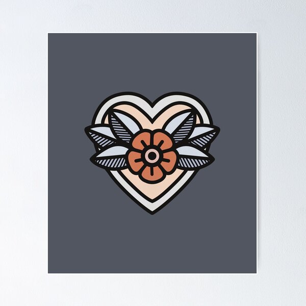 Item preview, Vintage Americana Tattoo Flower Heart designed and sold by Skull Fern.