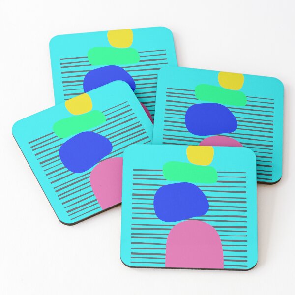Item preview, Midcentury Modern Bauhaus Abstract Stones No.7 Bright Rainbow Pop Graphic Style designed and sold by MirabiliaMagpie.