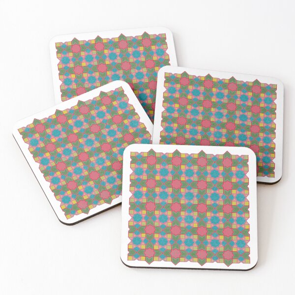 Item preview, Patchwork geometric shapes with elephants - red blue designed and sold by JoseYeste.
