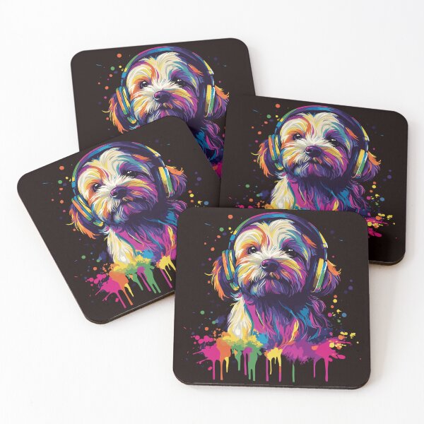 Item preview, Funny Havanese Dog Pop Art Wearing Headphones Design designed and sold by adsman68.