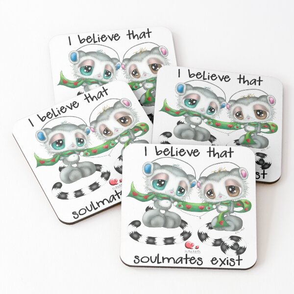 Item preview, Lemur Couple Soulmates – I Believe Soulmates Exist Hand Drawn Winter Illustration designed and sold by Plakartis.