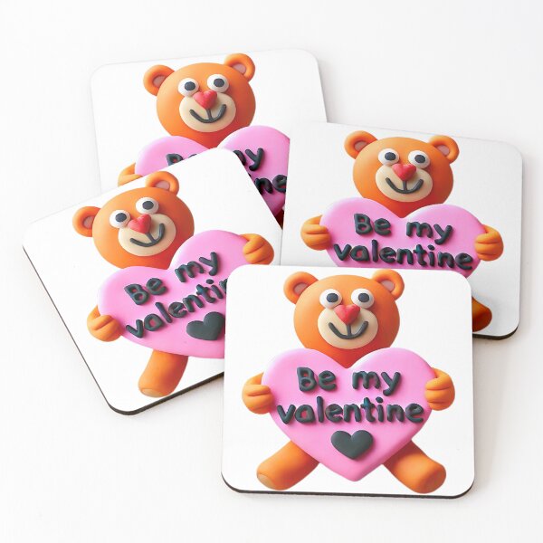 Item preview, Be my Valentine, plasticine teddy bear with a pink heart. designed and sold by W-McSapa.