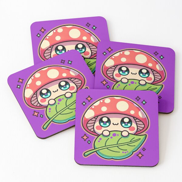 Item preview, Shy Kawaii Mushroom hiding behind leaf designed and sold by Meandmyshop.