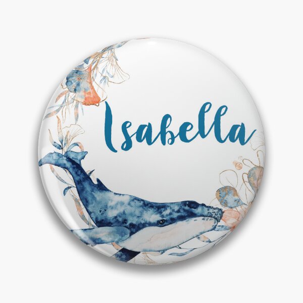 Item preview, Isabella Name Tag, Blue Whale Underwater Floral Wreath designed and sold by DesignbyBFD.