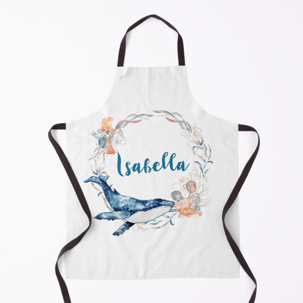 Item preview, Isabella Name Tag, Blue Whale Underwater Floral Wreath designed and sold by DesignbyBFD.