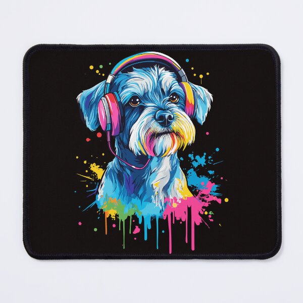 Item preview, Funny Mini Schnauzer Pop Art Wearing Headphones Design designed and sold by adsman68.