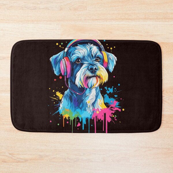 Item preview, Funny Mini Schnauzer Pop Art Wearing Headphones Design designed and sold by adsman68.