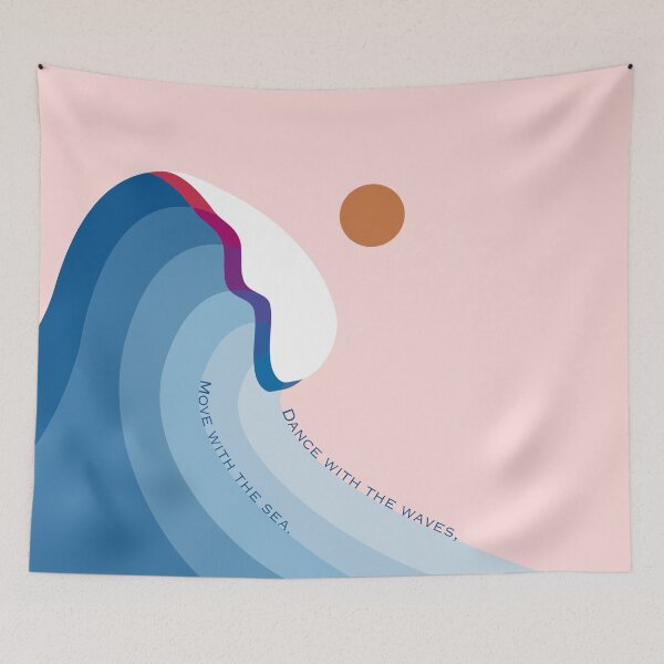 Item preview, Abstract Pastel Ocean – Waves and Moon Art Prin designed and sold by Chigurena.