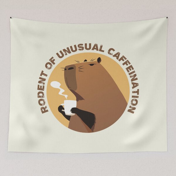 Item preview, Rodent of Unusual Caffeination Capybara drinking Coffee designed and sold by blackdogshop.