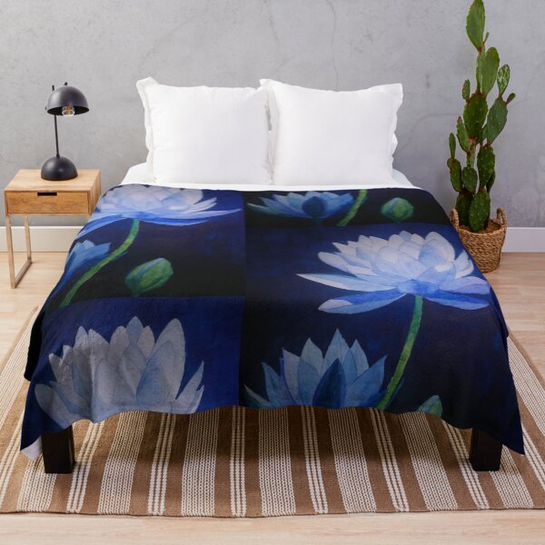 Item preview, Blue lotus waterlily watercolour flower painting designed and sold by esvb.