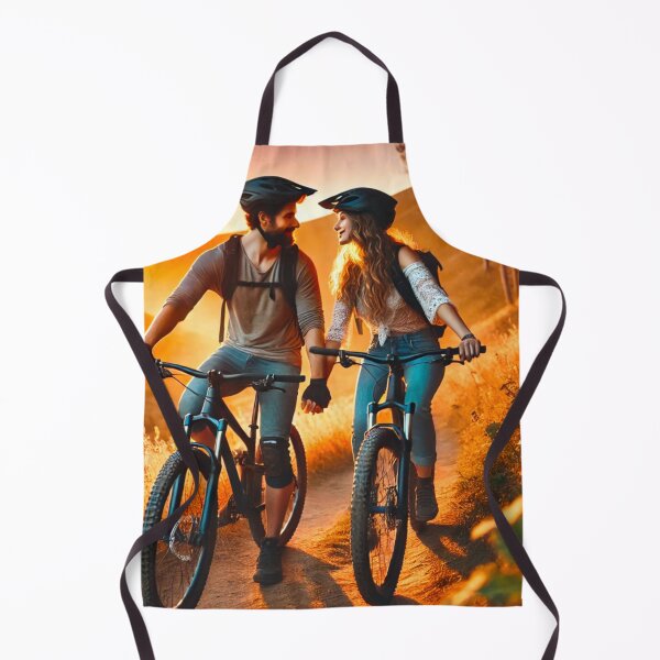 Item preview, Couple on a Beautiful Sunset Mountain Bike Ride designed and sold by GrizzlyCollective.