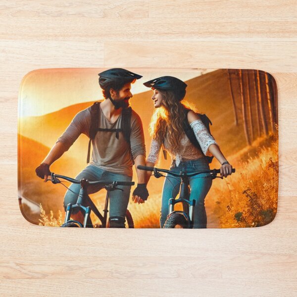 Item preview, Couple on a Beautiful Sunset Mountain Bike Ride  designed and sold by GrizzlyCollective.