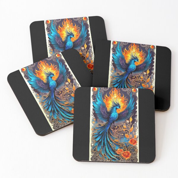 Item preview,  "Blue Phoenix Rising" - Fiery Fantasy Bird designed and sold by FaerieFusion.