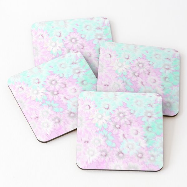 Item preview, Pastel Painterly Daisies in Aqua Blue and Pink designed and sold by Sharon Schwalbe.