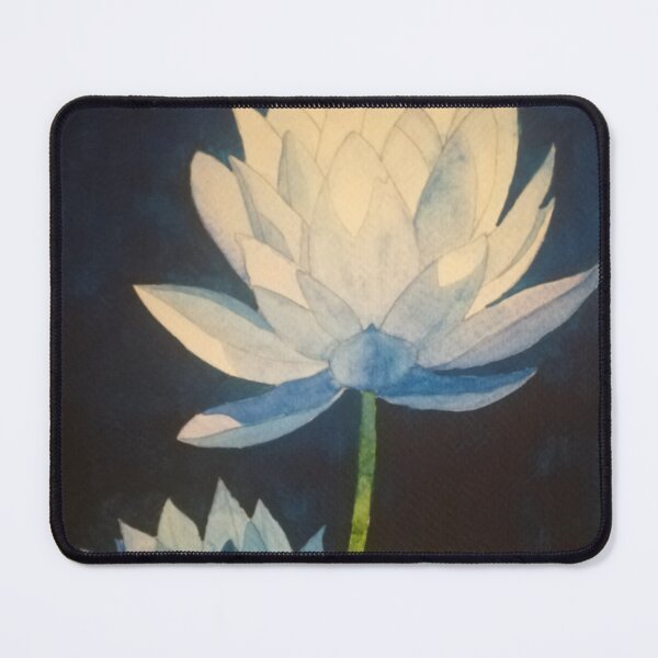 Item preview, Blue lotuses waterlily watercolour flower painting  designed and sold by esvb.