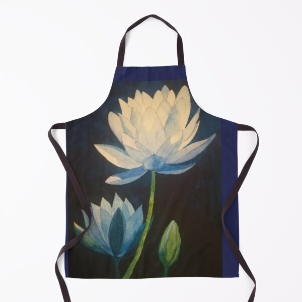 Item preview, Blue lotuses waterlily watercolour flower painting designed and sold by esvb.