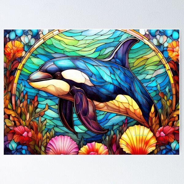 Item preview, Orca in Stained Glass designed and sold by MystAvalon.