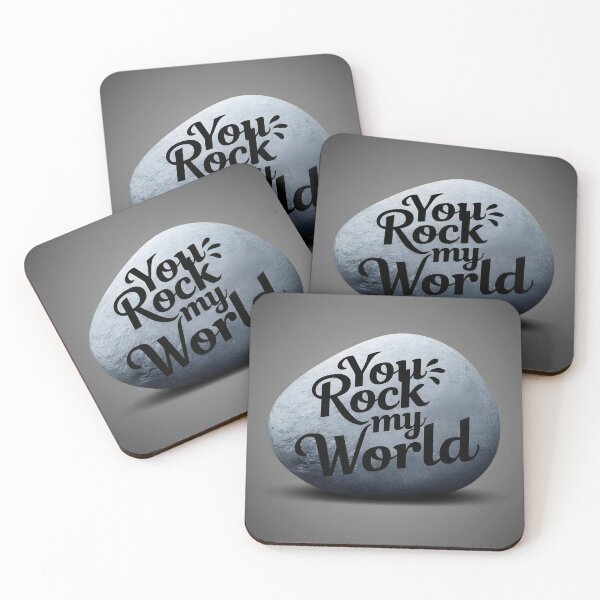 Item preview, You rock my world text on a grey simpe stone to express your love designed and sold by EmeraldeaArt.