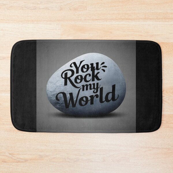 Item preview, You rock my world text on a grey simpe stone to express your love designed and sold by EmeraldeaArt.