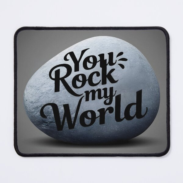 Item preview, You rock my world text on a grey simpe stone to express your love designed and sold by EmeraldeaArt.