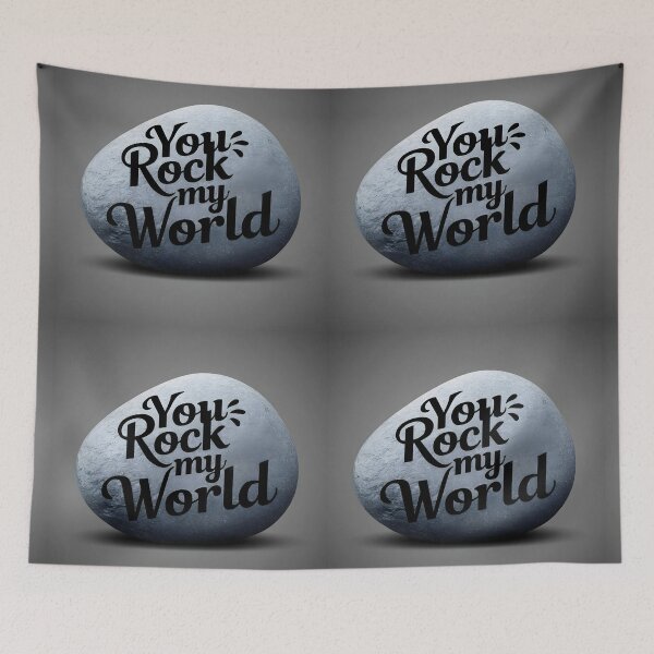 Item preview, You rock my world text on a grey simpe stone to express your love designed and sold by EmeraldeaArt.
