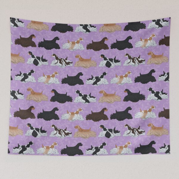 Item preview, American Cocker Spaniel Pattern in Lavender Flourish designed and sold by Spinyflowerart.