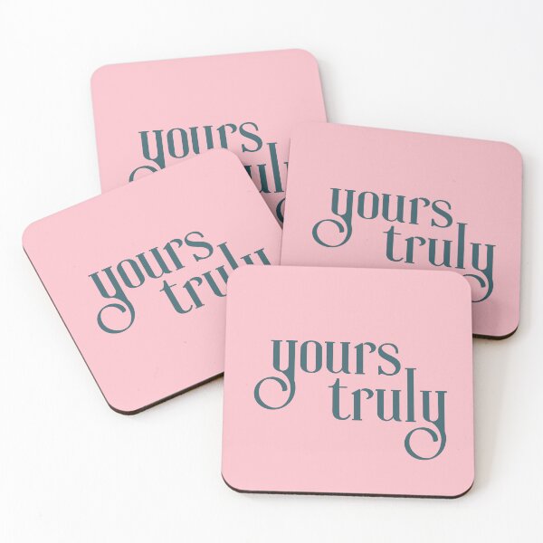 Item preview, Yours Truly | Pink with Turquoise Text | Typography, script designed and sold by Em-Arn.