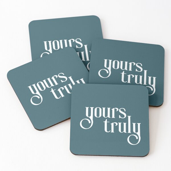 Item preview, Yours Truly | Turquoise with White Text | Typography, script designed and sold by Em-Arn.