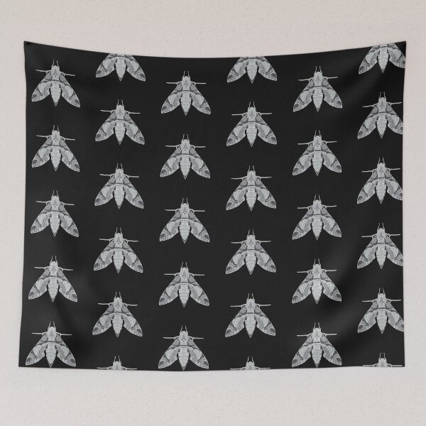 Item preview, black and white oleander Moth designed and sold by Moth-Oak.