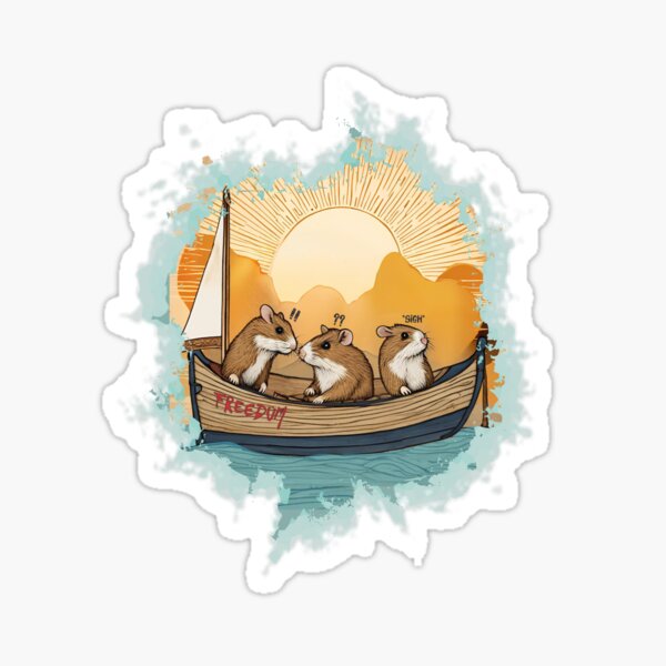 Vista previa del artículo con la obra «Barco de escape de la libertad, hámsters, jerbos, animales lindos», diseñado y vendido por BigMRanch.