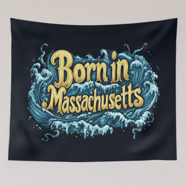 Item preview, Born in Massachusetts Big Waves designed and sold by OriginalBeerCat.