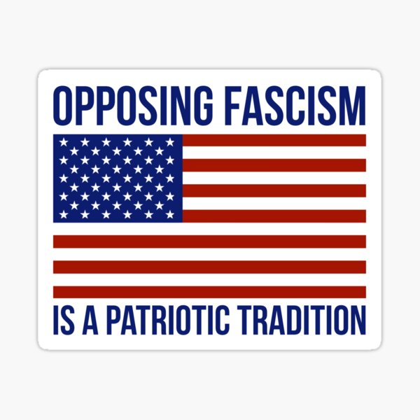 Vista previa del artículo con la obra «Oponerse al fascismo es una tradición patriótica», diseñado y vendido por Rachel the Artist .