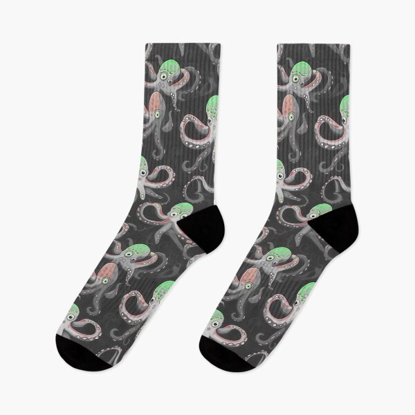 Item preview, Grey Octopus Pattern with red and green Highlights designed and sold by JoanNinjaHen.
