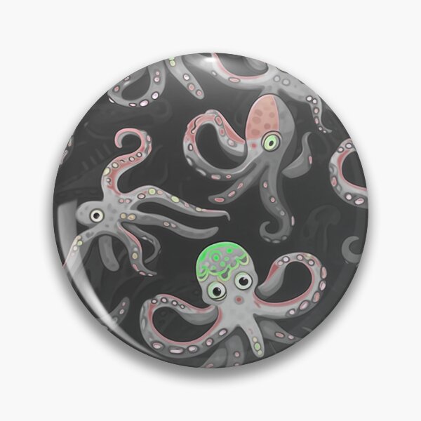 Item preview, Grey Octopus Pattern with red and green Highlights designed and sold by JoanNinjaHen.