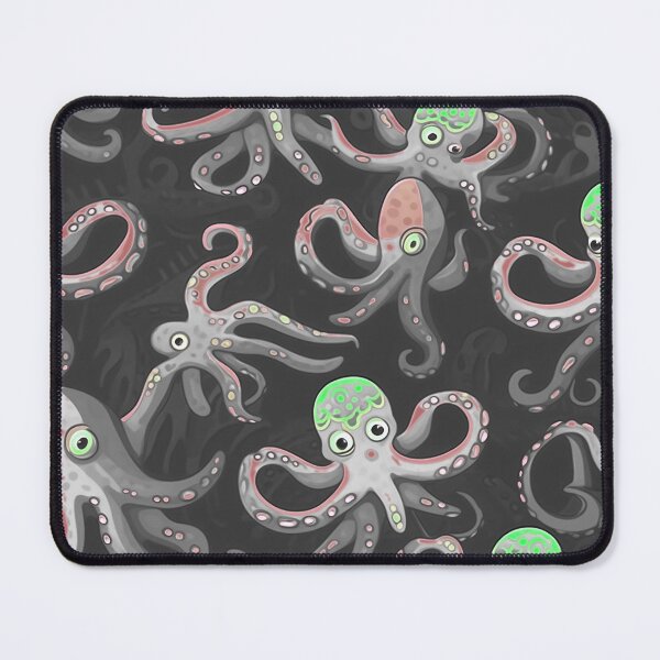 Item preview, Grey Octopus Pattern with red and green Highlights designed and sold by JoanNinjaHen.