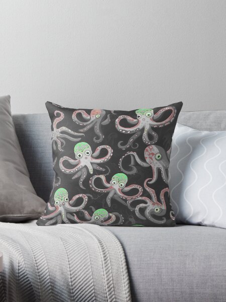 Artikel-Vorschau von Graues Oktopus-Muster mit roten und grünen Highlights, designt und verkauft von JoanNinjaHen.