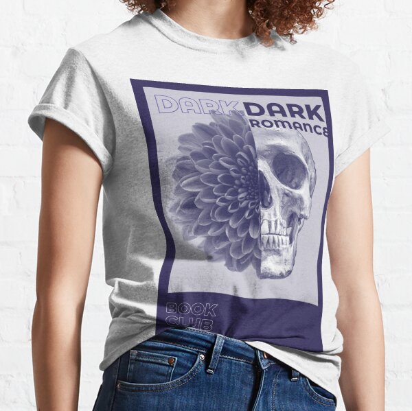 Item preview, Dark Romance - Blue and Gray Skull Flower Tee designed and sold by Good-Girl-Merch.