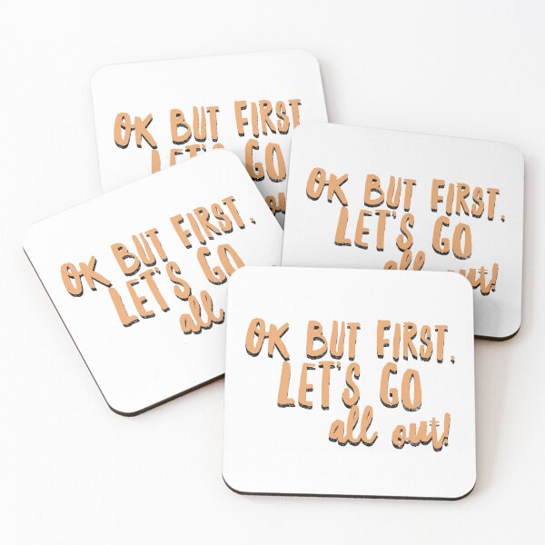 Item preview, “OK But First, Let’s Go All Out!” - Orangetheory Inspired Workout Water Bottle Sticker designed and sold by Stickers by @molllyclare.