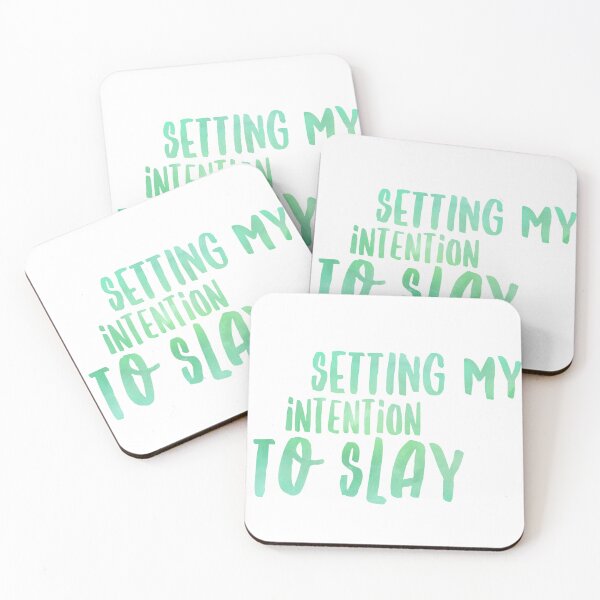 Item preview, “Setting My Intention to Slay” - Yoga Water Bottle Sticker for Bold Mindful Vibes designed and sold by Stickers by @molllyclare.