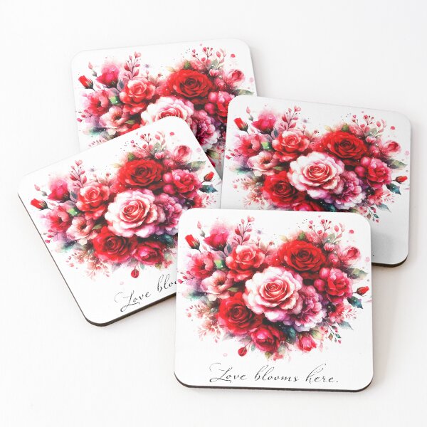 Aperçu de l'œuvre Love Blooms Here - Romantic Floral Heart créée et vendue par InfinityTrends.