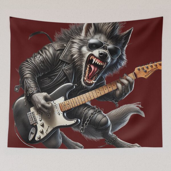 Item preview, Vicious Rockstar Dog Playing Guitar – Badass Canine Musician designed and sold by Nauert's.