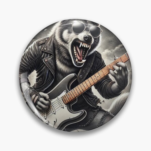 Item preview, Vicious Rockstar Dog – Badass Round Guitarist Design designed and sold by Nauert's.