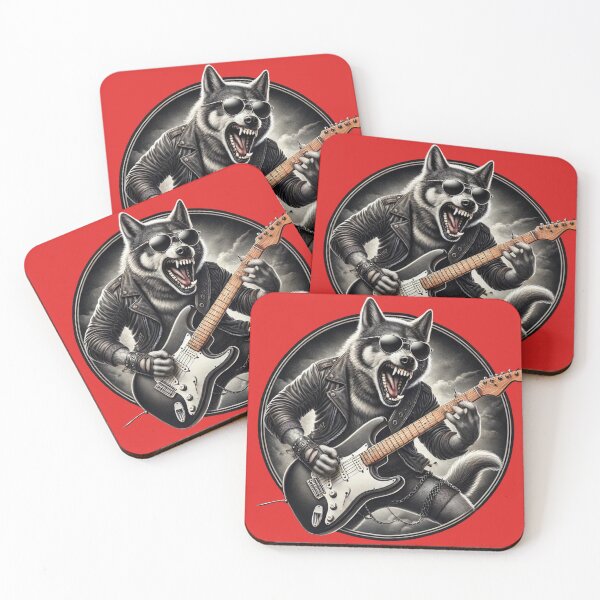 Item preview, Vicious Rockstar Dog – Badass Round Guitarist Design designed and sold by Nauert's.