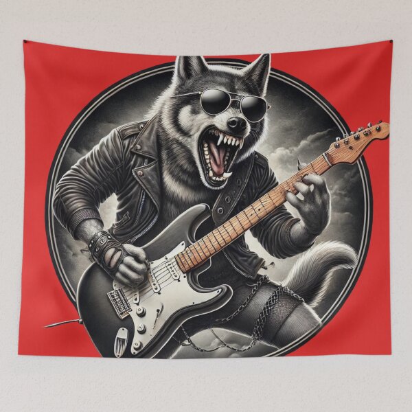 Item preview, Vicious Rockstar Dog – Badass Round Guitarist Design designed and sold by Nauert's.