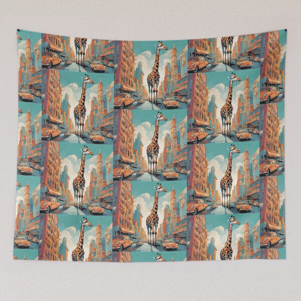 Item preview, Giraffe in Town, Giraffe, Town, designed and sold by GOLDENGARDENART.