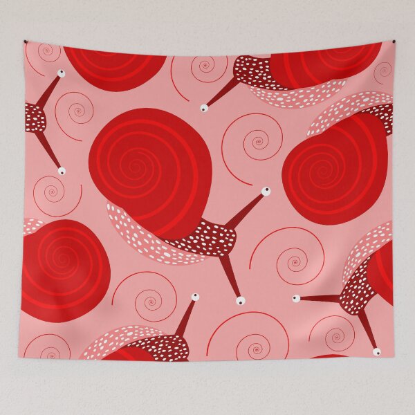 Item preview, snails abstract spiral swirl red pink dot  designed and sold by Gossip Rag.