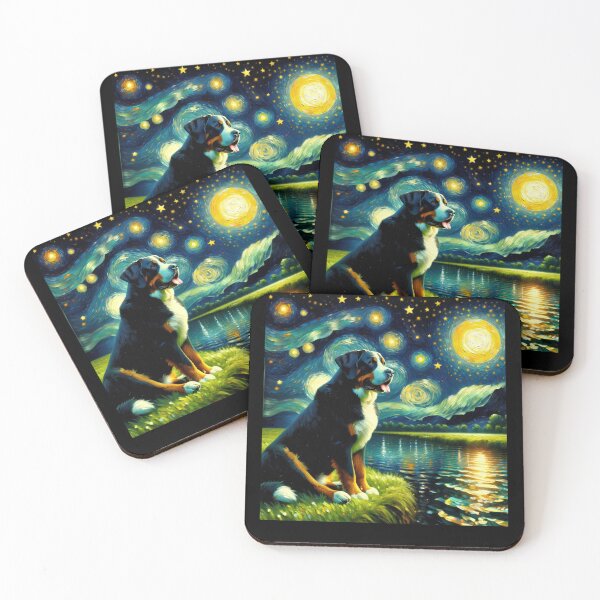 Item preview, Starry Night Greater Swiss Mountain Dog Van Gogh Lover designed and sold by Kimberley King Art  King Art.