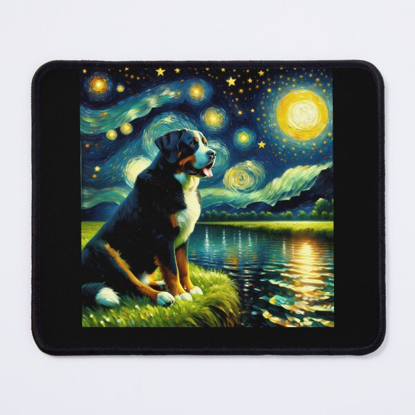 Item preview, Starry Night Greater Swiss Mountain Dog Van Gogh Lover designed and sold by Kimberley King Art  King Art.
